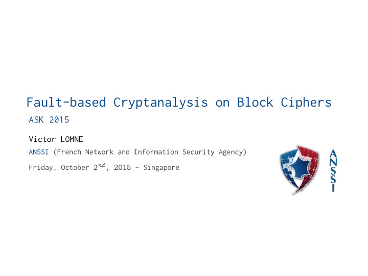 fault based cryptanalysis on block ciphers