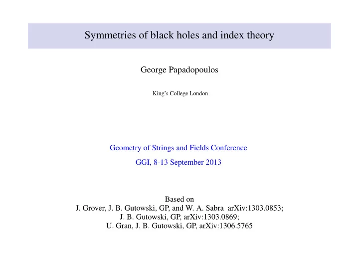 symmetries of black holes and index theory