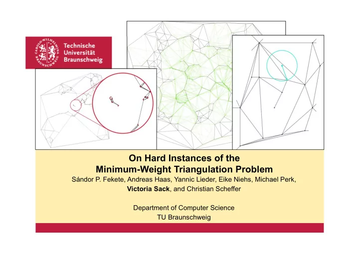 on hard instances of the minimum weight triangulation