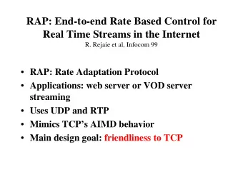 RAP: End-to-end Rate Based Control for  Real Time Streams in the Internet  R. Rejaie et al, Infocom