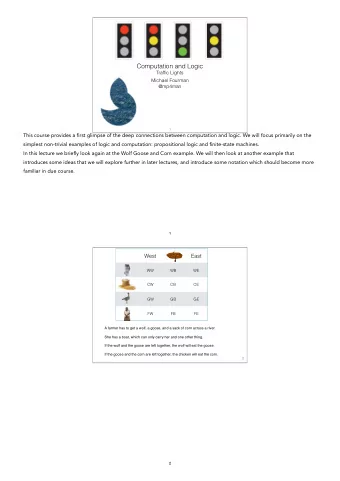 Informatics 1  Computation and Logic  Traffic Lights  Michael Fourman  @mp4man  1  This course