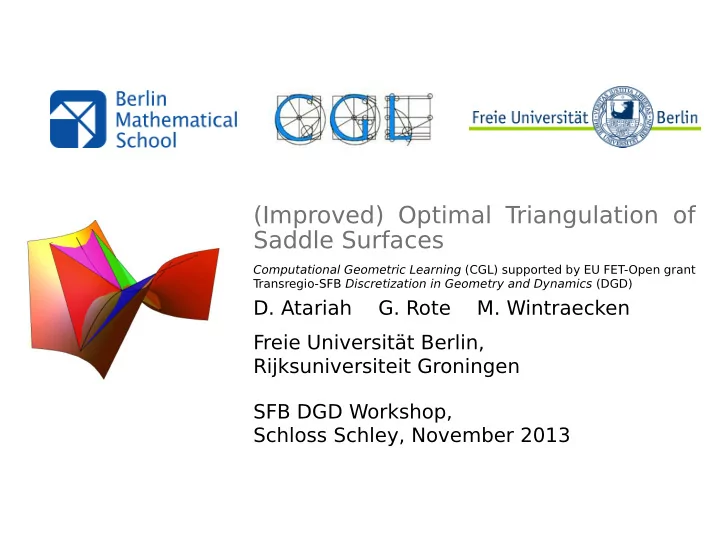 improved optimal triangulation of saddle surfaces