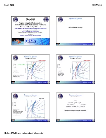 Math 5490  11/17/2014  Dynamical Systems  Math 5490  November 17, 2014  Topics in Applied