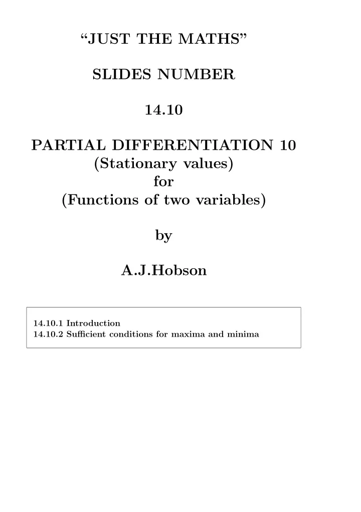 just the maths slides number 14 10 partial