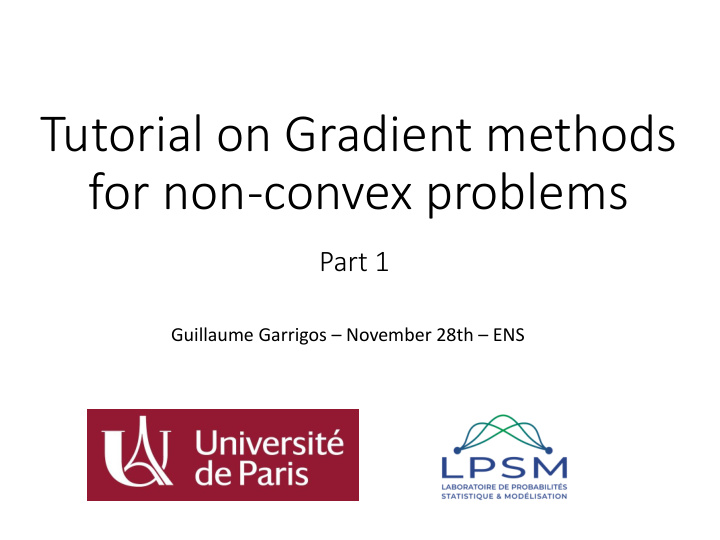 tutorial on gradient methods