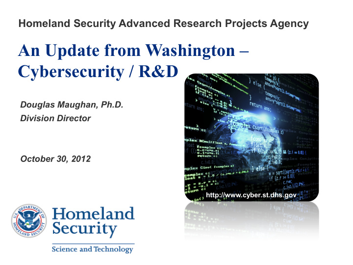 an update from washington cybersecurity r d