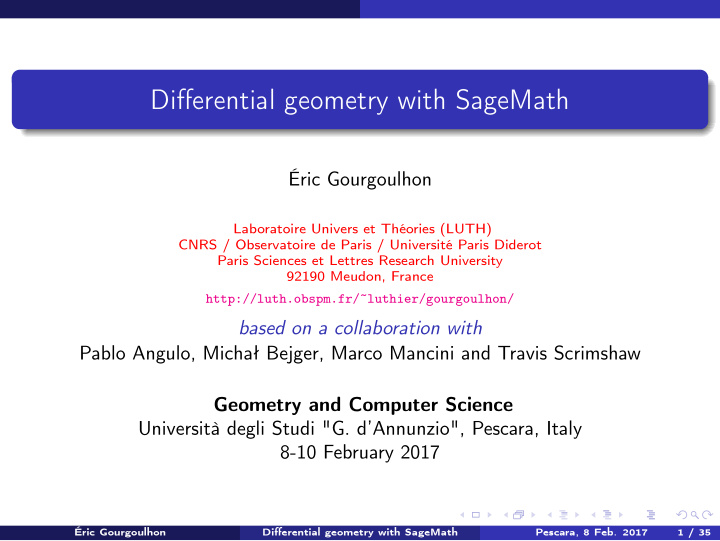 differential geometry with sagemath