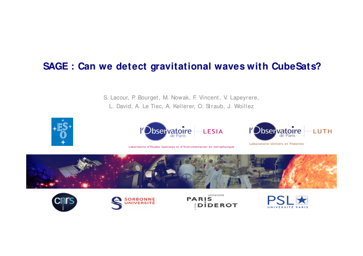 sage can we detect gravitational waves with cubesats