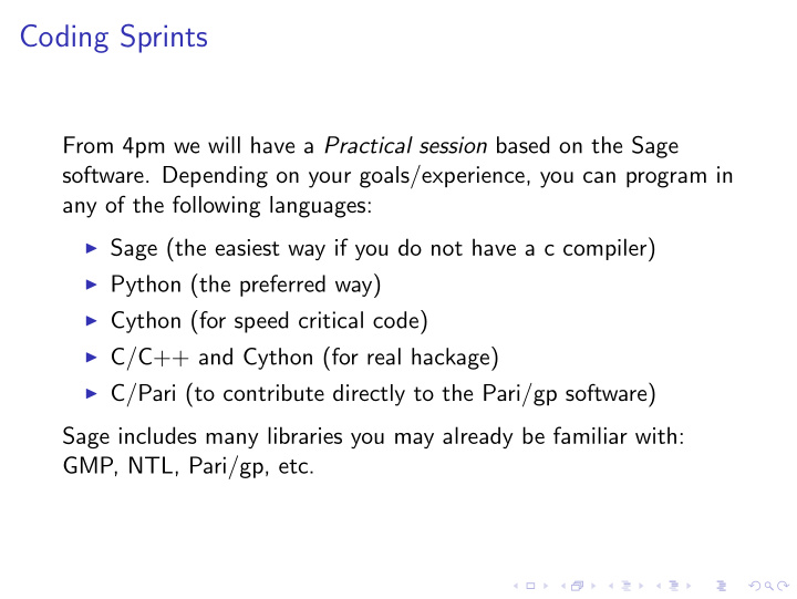 coding sprints