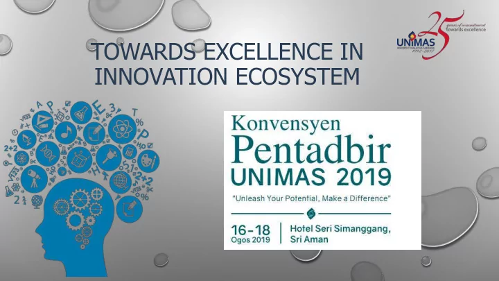 towards excellence in innovation ecosystem sf2 excellence