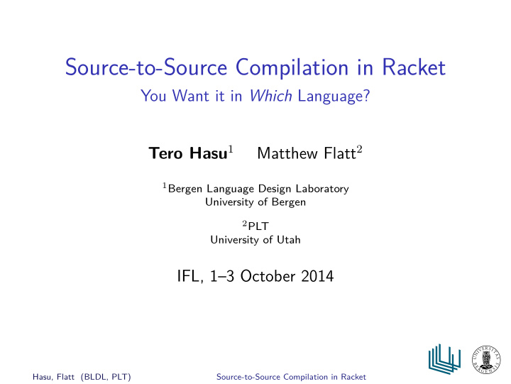 source to source compilation in racket