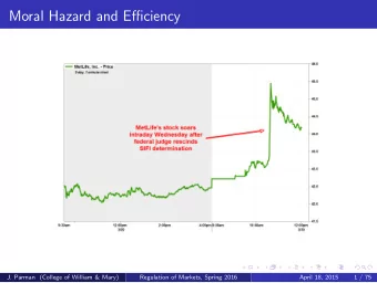 Moral Hazard and Efficiency  J. Parman (College of William &amp; Mary)  Regulation of Markets,