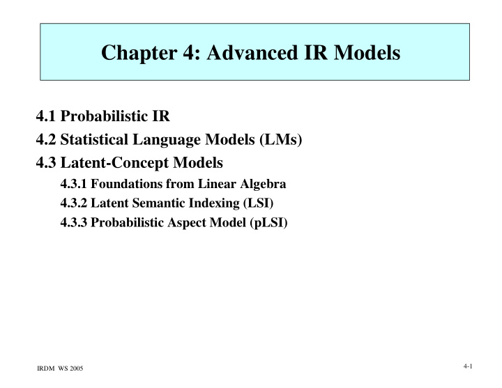 chapter 4 advanced ir models