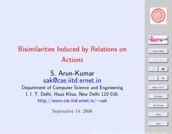 Bisimilarities Induced by Relations on  Home Page  Actions  Title Page      S.