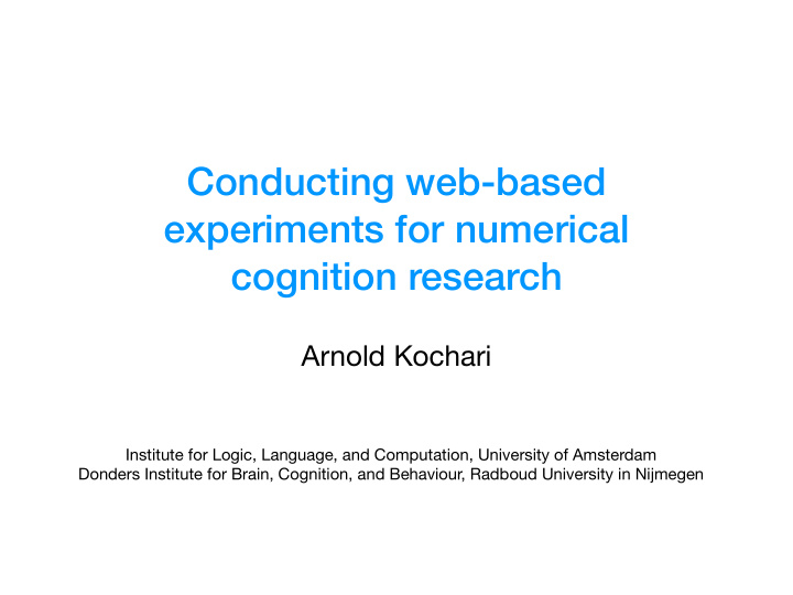 conducting web based experiments for numerical cognition
