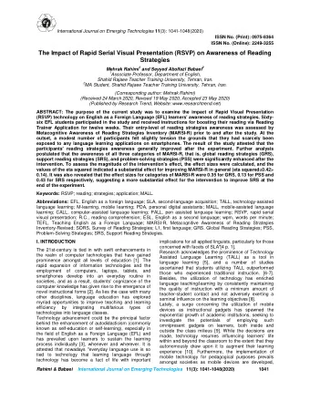 e t International Journal on Emerging Technologies 11 (3): 1041-1048(2020)  ISSN No. (Print):