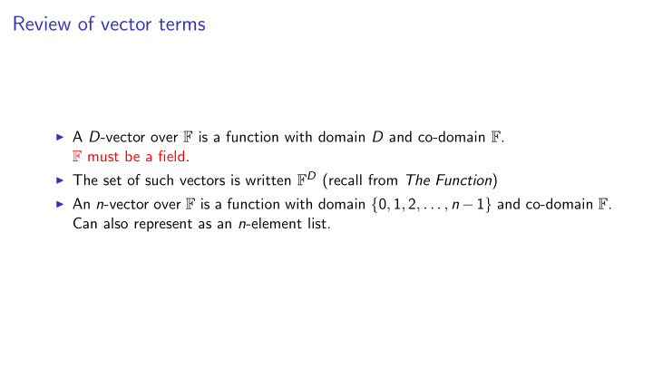 review of vector terms