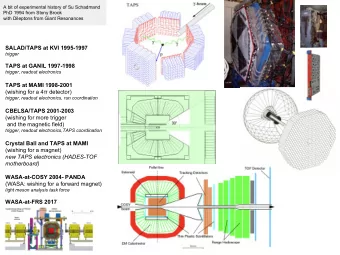 SALAD/TAPS at KVI 1995-1997  trigger  TAPS at GANIL 1997-1998  trigger, readout electronics  TAPS