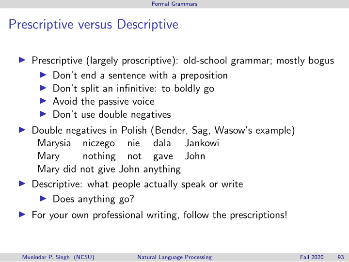 prescriptive versus descriptive
