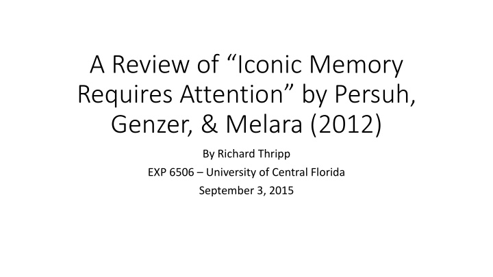 a review of iconic memory