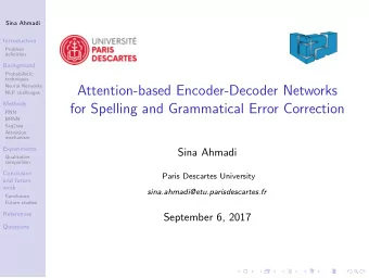 Attention-based Encoder-Decoder Networks  NLP challenges  Methods  for Spelling and Grammatical