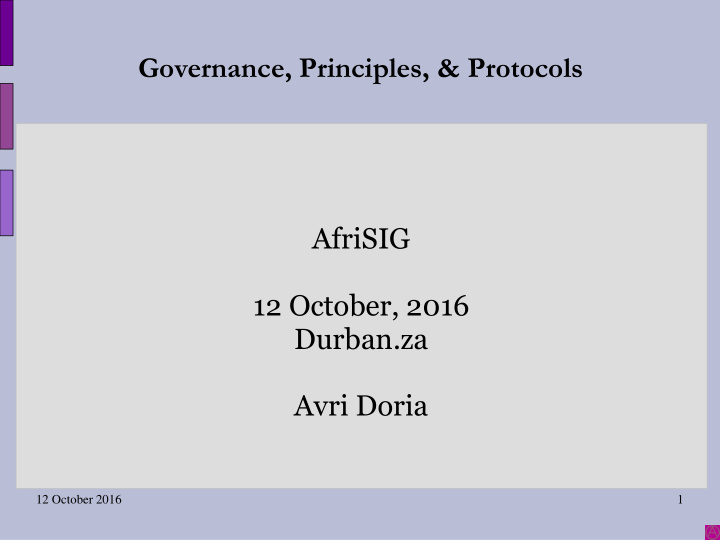 governance principles protocols afrisig