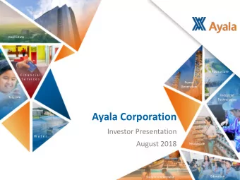 Ayala Corporation  Investor Presentation  W a t e r  August 2018  Healthcare  Education  Social