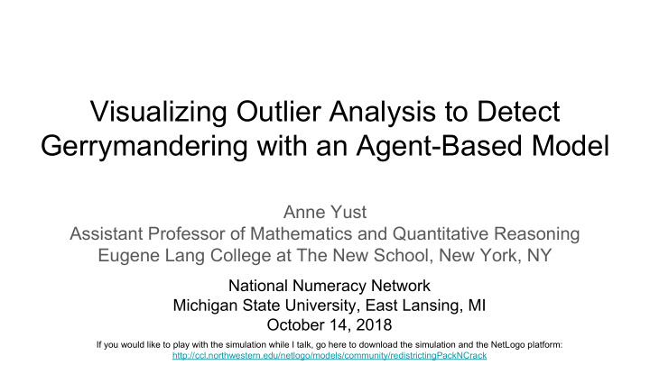 visualizing outlier analysis to detect gerrymandering