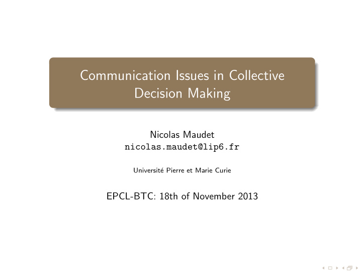 communication issues in collective decision making
