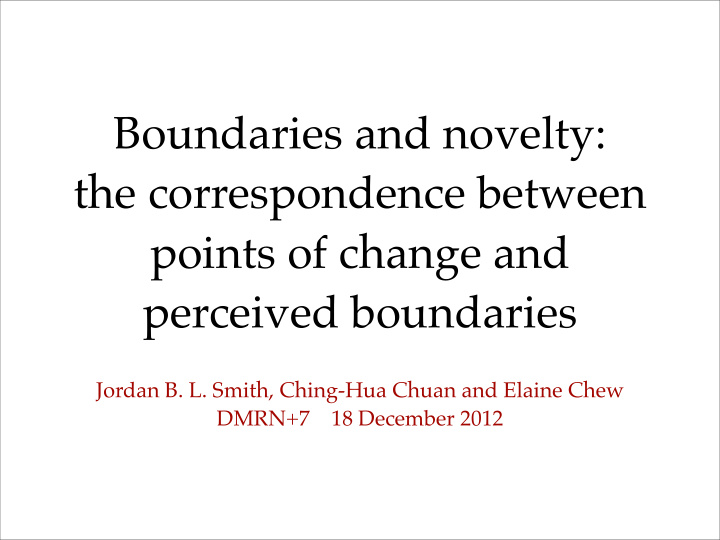 boundaries and novelty the correspondence between points