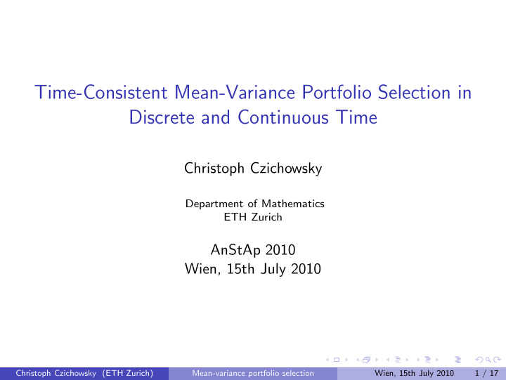 time consistent mean variance portfolio selection in