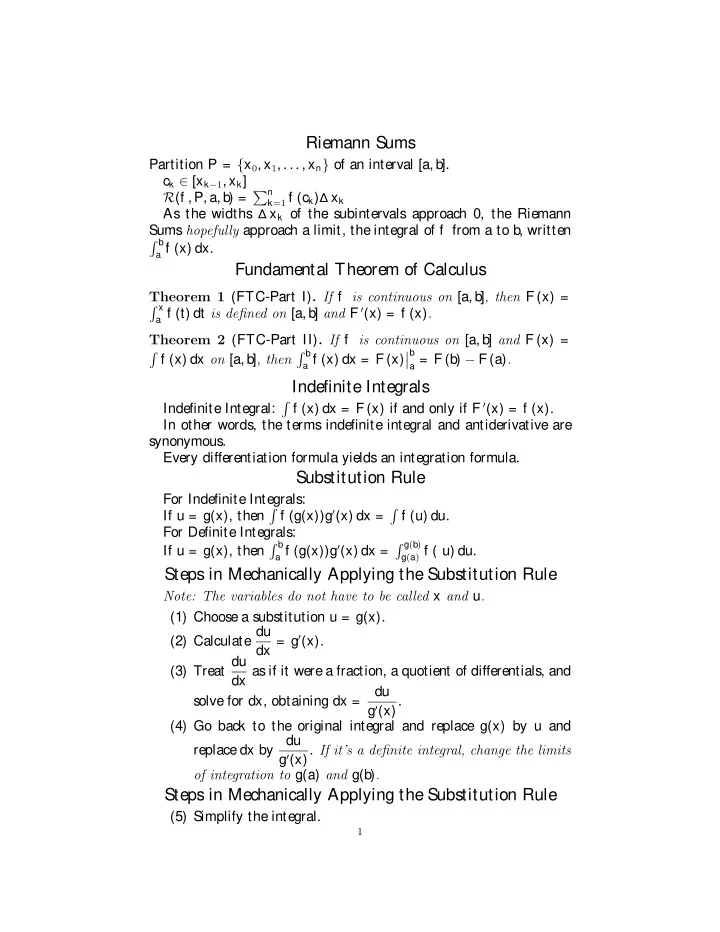 riemann sums