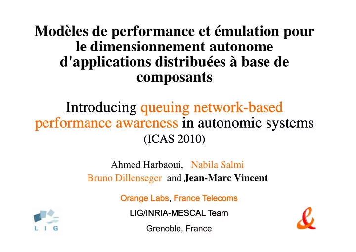 mod les de performance et mulation pour le