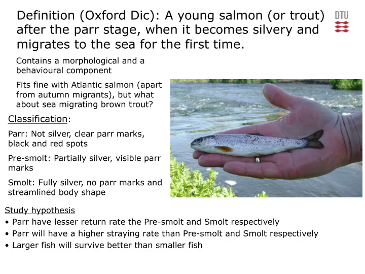 definition oxford dic a young salmon or trout after the