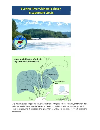 Susitna River Chinook Salmon  Escapement Goals  1  Recommended Northern Cook Inlet  King Salmon