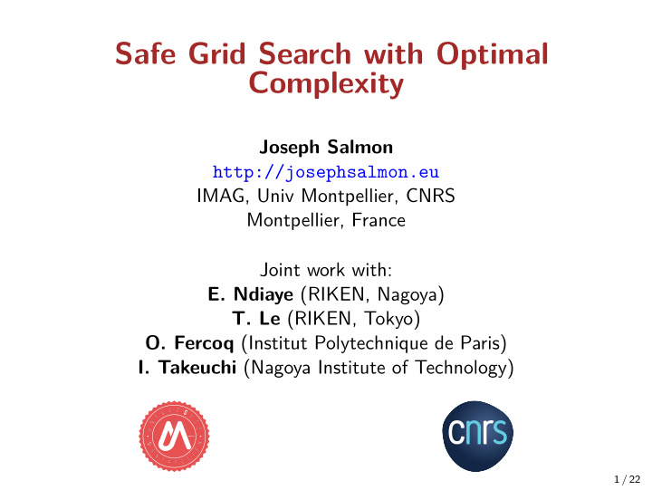 safe grid search with optimal complexity