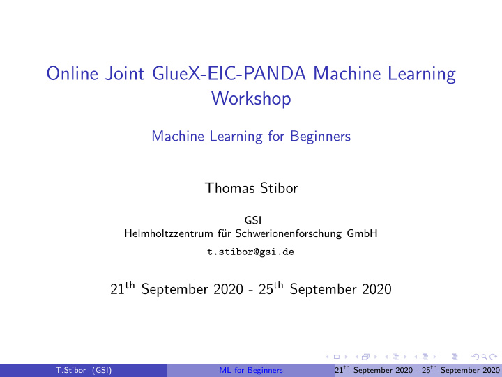 online joint gluex eic panda machine learning workshop