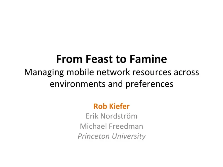 from feast to famine