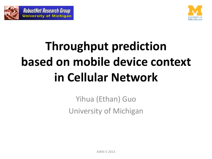 throughput prediction based on mobile device context in