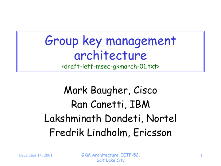 group key management architecture