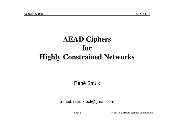 aead ciphers for highly constrained networks