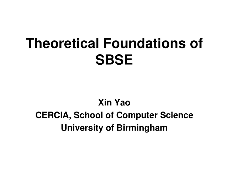 theoretical foundations of sbse