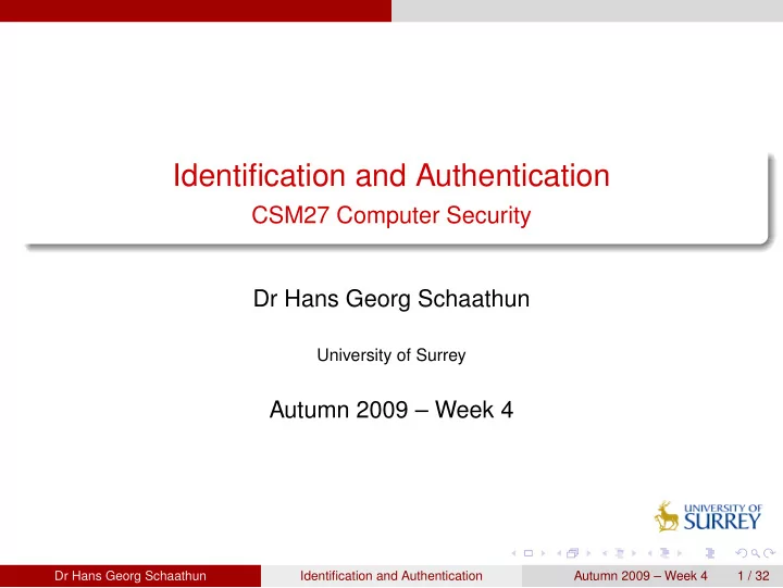 identification and authentication