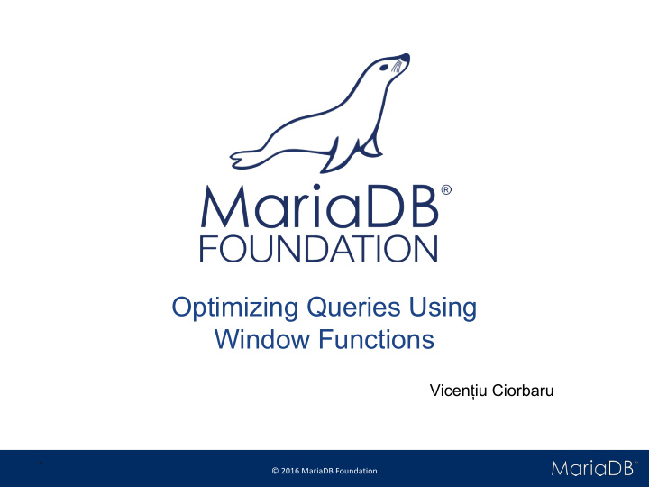 optimizing queries using window functions