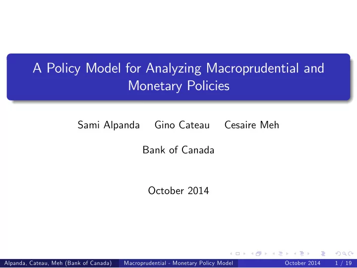 a policy model for analyzing macroprudential and monetary