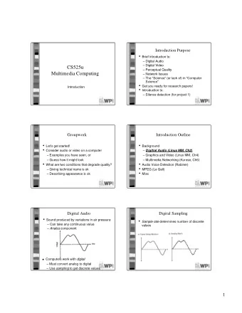 CS525u   Perceptual Quality  Multimedia Computing   Network Issues   The Science (or