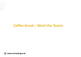 Coffee break  Meet the Teams  Non-mains foul drainage  Marcus Salmon  Sustainable Places