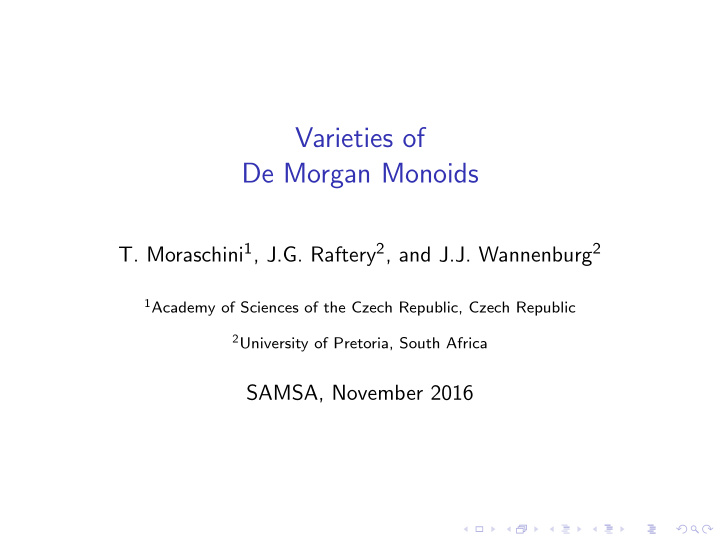 varieties of de morgan monoids