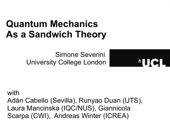 Quantum Mechanics  As a Sandwich Theory  Simone Severini  University College London  with  Adn