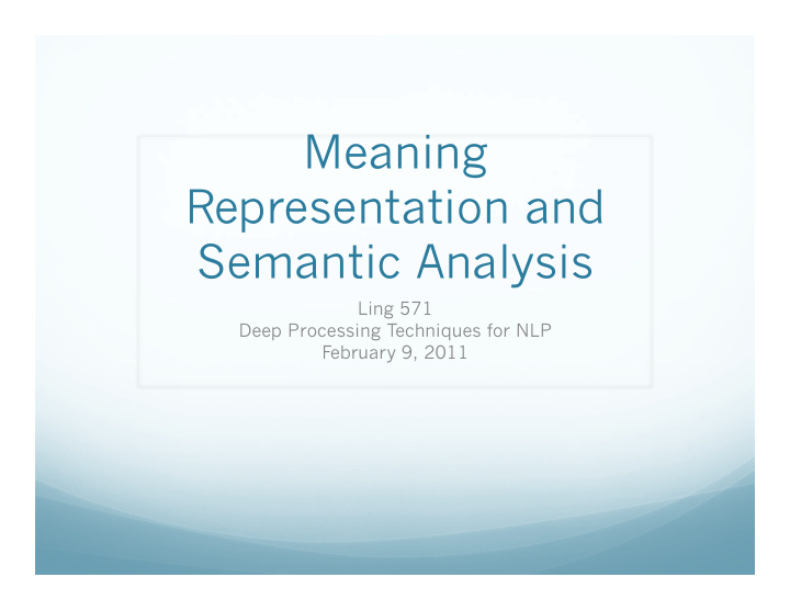 meaning representation and semantic analysis